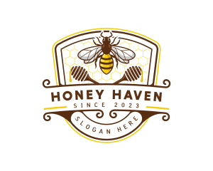 Bee Honeycomb Hive logo design