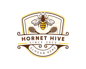 Bee Honeycomb Hive logo design