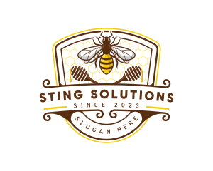 Bee Honeycomb Hive logo design