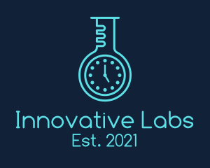 Laboratory Flask Timer logo design