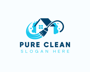 Housekeeping Broom Cleaning logo design