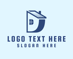 Rental - Blue House Letter D logo design