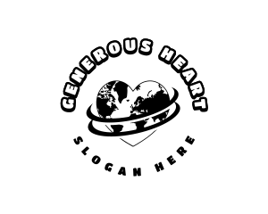 Retro Heart Globe logo design