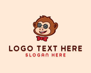 Bow Tie - Cute Monkey Ape logo design