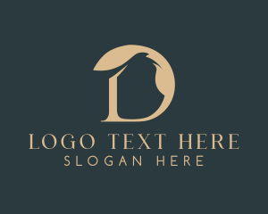 Organic - Golden Leaf Letter D logo design