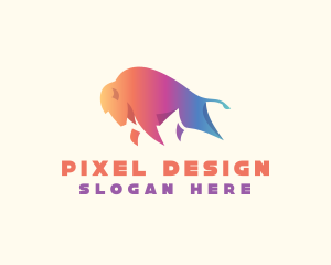 Modern Gradient Bison logo design