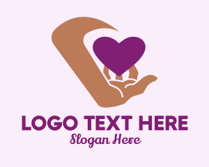 Online Relationship - Hand Purple Heart logo design