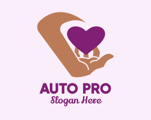 Dating Site - Hand Purple Heart logo design