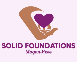 Online Dating - Hand Purple Heart logo design