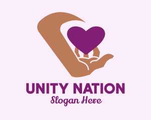 Hand Purple Heart  logo design