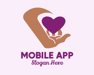 Dating Site - Hand Purple Heart logo design