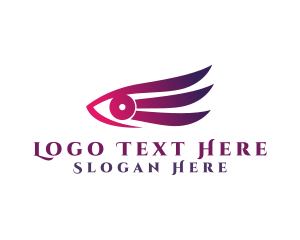 Purple Bird - Cosmetics Eye Wing logo design