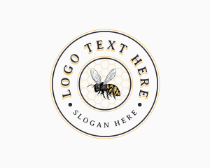 Vintage - Bee Honeycomb Hive logo design