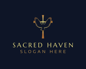 Crucifix Dove Church Heaven logo design