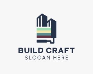 Building Renovation Paint Roller logo design