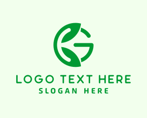 Farm - Herb Leaf Hand Letter G logo design