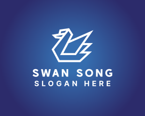 Swan Bird Origami logo design