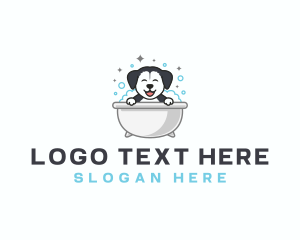Siberian Husky - Dog Grooming Bathtub logo design