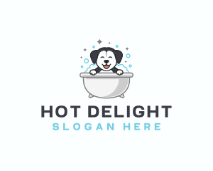 Dog Grooming Bathtub logo design