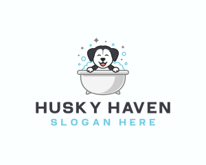 Dog Grooming Bathtub logo design