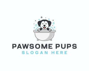 Dog Grooming Bathtub logo design