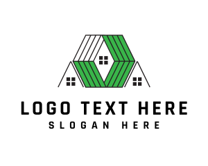 Community - Hexagon Roof Houses logo design