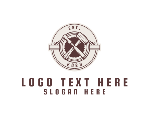 Lumber - Carpentry Mallet Chisel Saw logo design