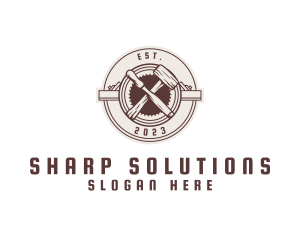 Sharp - Carpentry Mallet Chisel Saw logo design