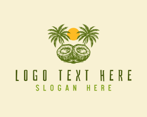 Coconut Shell - Calm Coconut Tree logo design