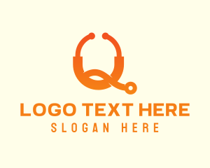 Healthcare - Orange Stethoscope Letter Q logo design
