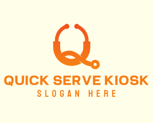 Orange Stethoscope Letter Q logo design