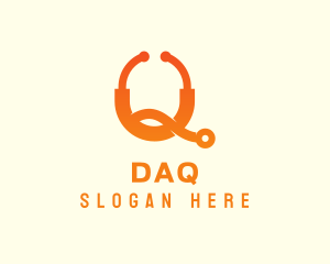 Medical Device - Orange Stethoscope Letter Q logo design