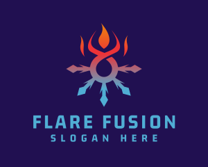 Flare - Ice Fire Snowflake logo design