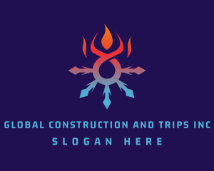 Refrigeration - Ice Fire Snowflake logo design