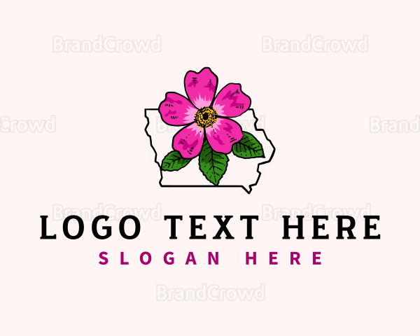 Iowa Wild Rose Flower Logo