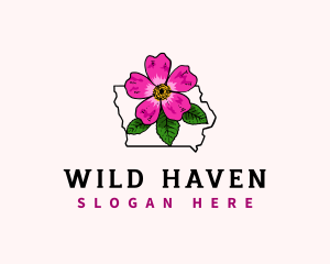 Iowa Wild Rose Flower logo design