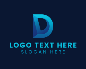 Gamer - 3D Blue Letter D logo design