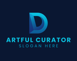 3D Blue Letter D logo design