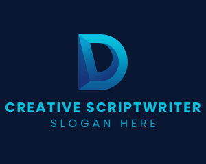 3D Blue Letter D logo design