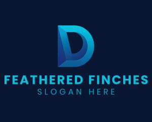 3D Blue Letter D logo design