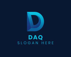 Internet - 3D Blue Letter D logo design