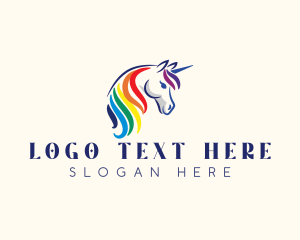Streaming - Unicorn Rainbow Horse logo design