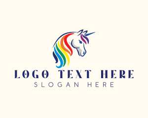 Gamer - Unicorn Rainbow Horse logo design