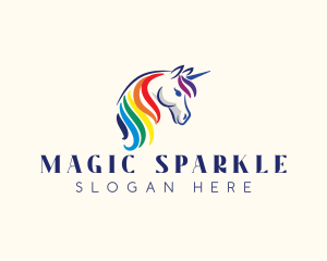 Unicorn Rainbow Horse logo design