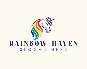 Unicorn Rainbow Horse logo design