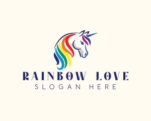 Unicorn Rainbow Horse logo design