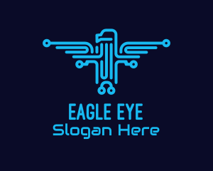Eagle - Blue Eagle Electrical Circuit logo design