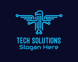 Technological - Blue Eagle Electrical Circuit logo design