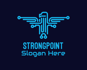 Drone - Blue Eagle Electrical Circuit logo design