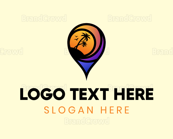 Tropical Island Location PIn Logo